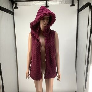 Plush Hooded Vest in Deep Pink